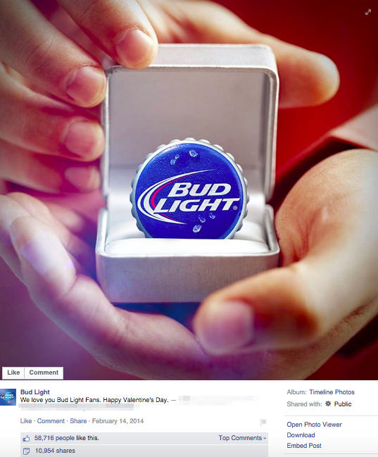 Bud light communication for Valentine's Day