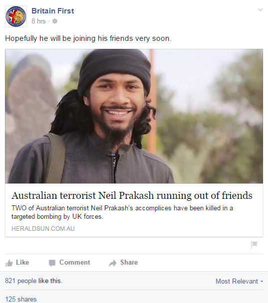 Fanpage Trends UK Britain First