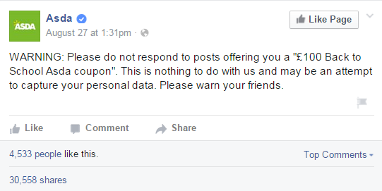 Fanpage Trends UK - The Best Post in August published by ASDA