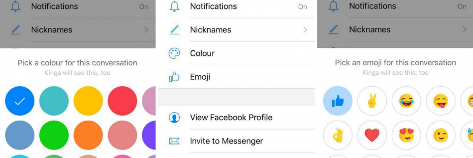 Facebook Messanger - change colours and add emoji's