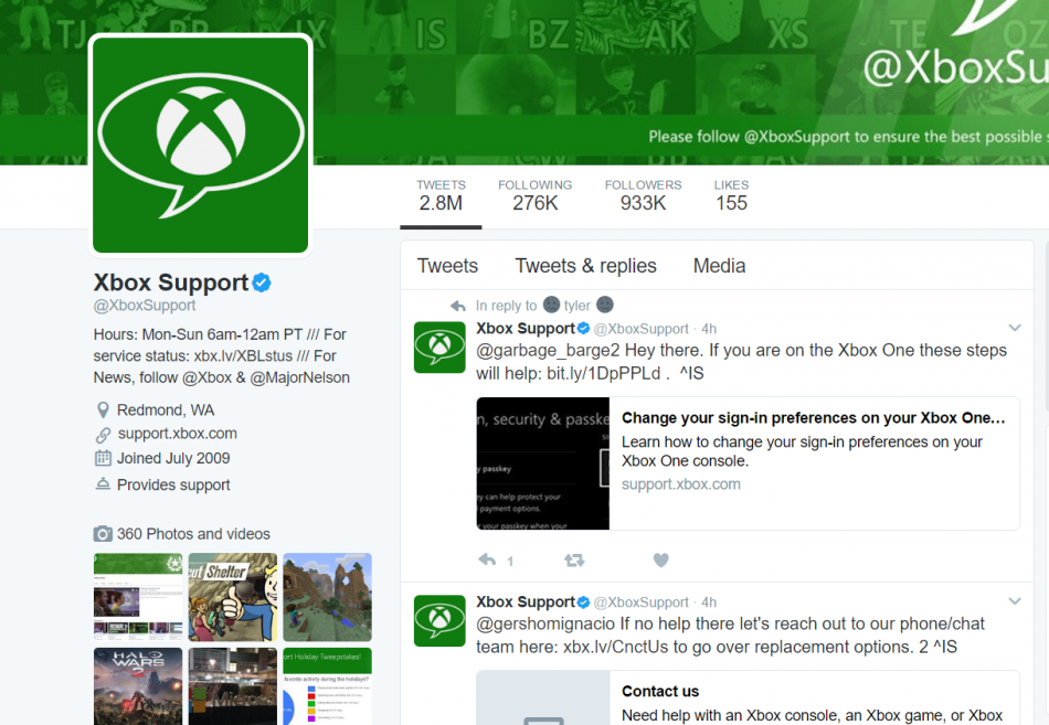 Customer service and social media - xbox