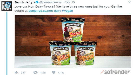 Ben & Jerry's Twitter Top Tweet #Vegan