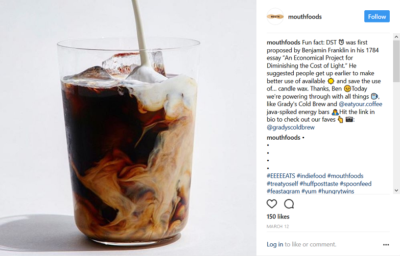Mouthfoods inspiring Instagram community engagement post