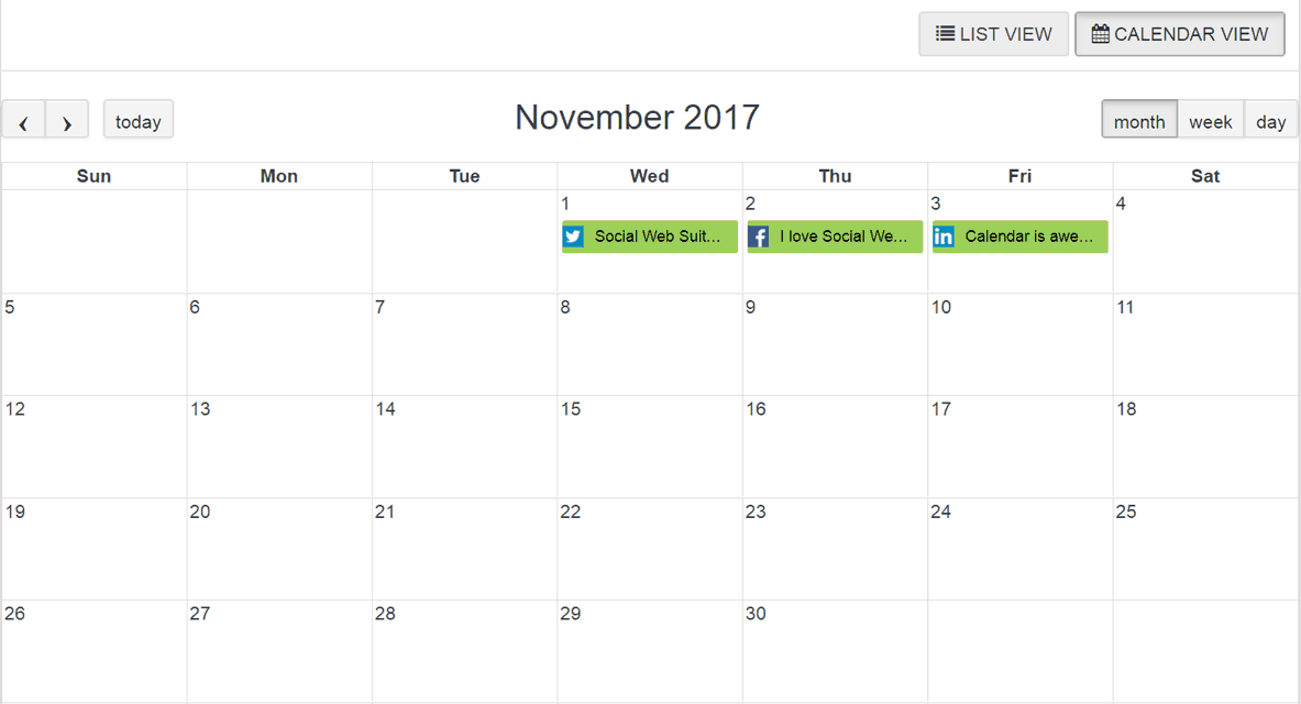 social web suite calendar