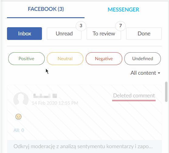 Organizing Facebook inbox with Sotrender's sentiment filters
