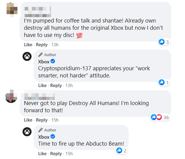 Xbox interacting with fans on their Facebook Page