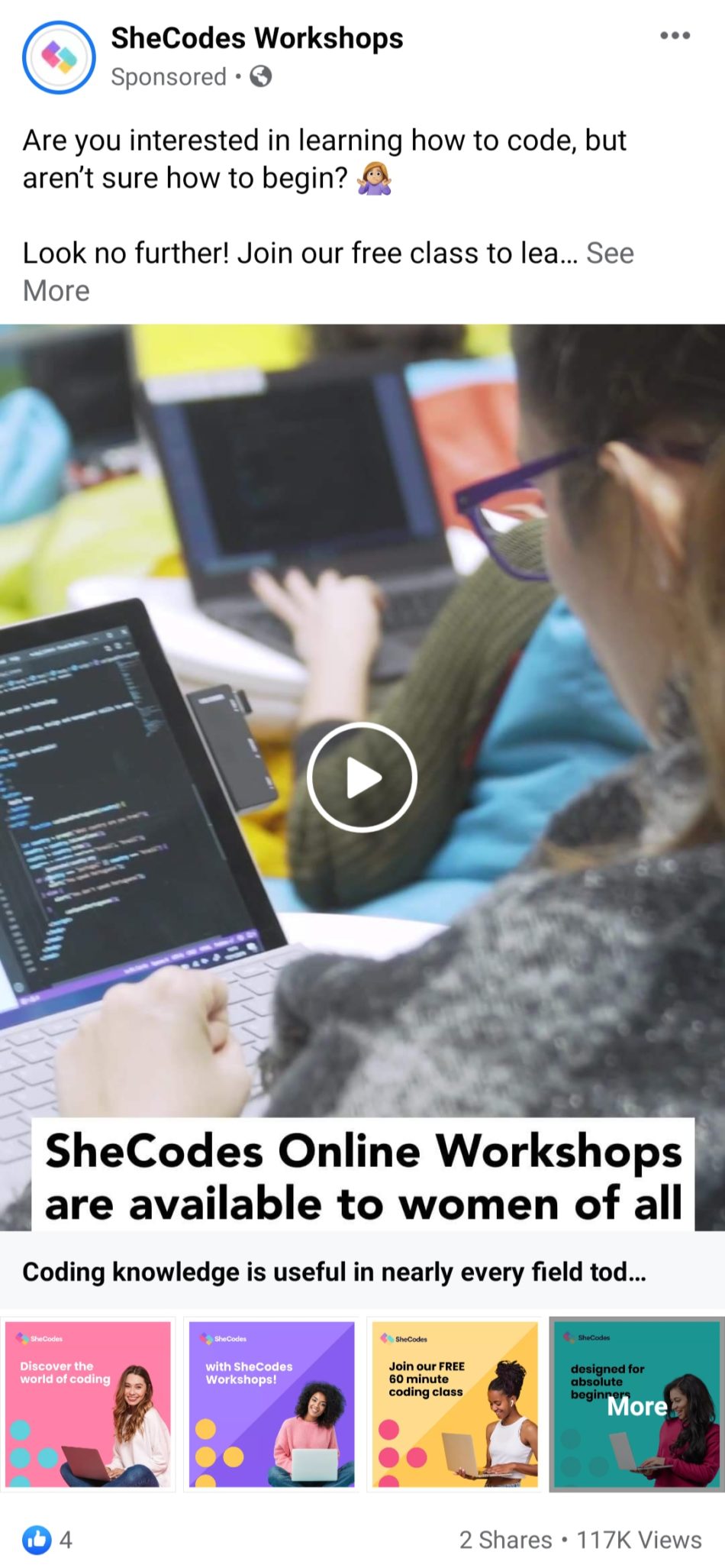 facebook ad for coding