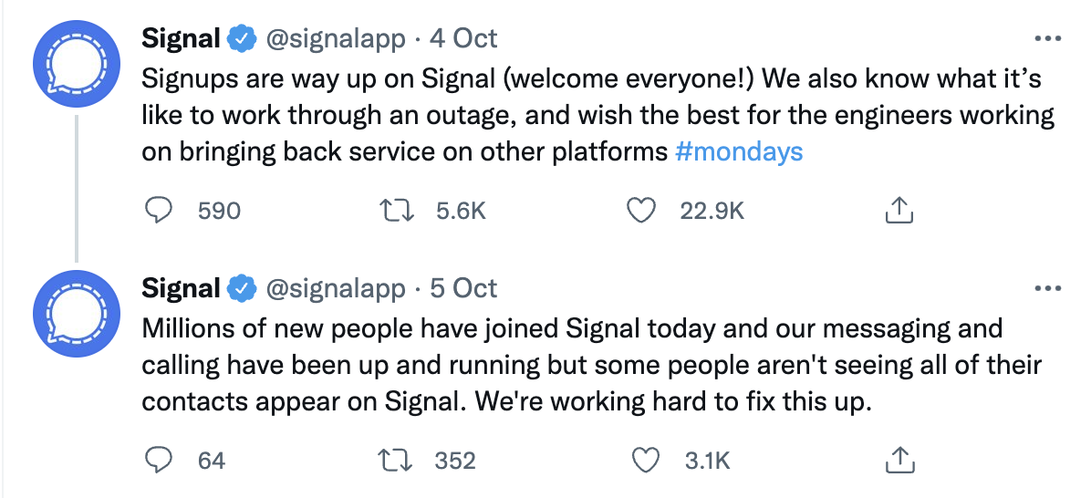 signal app facebook outage