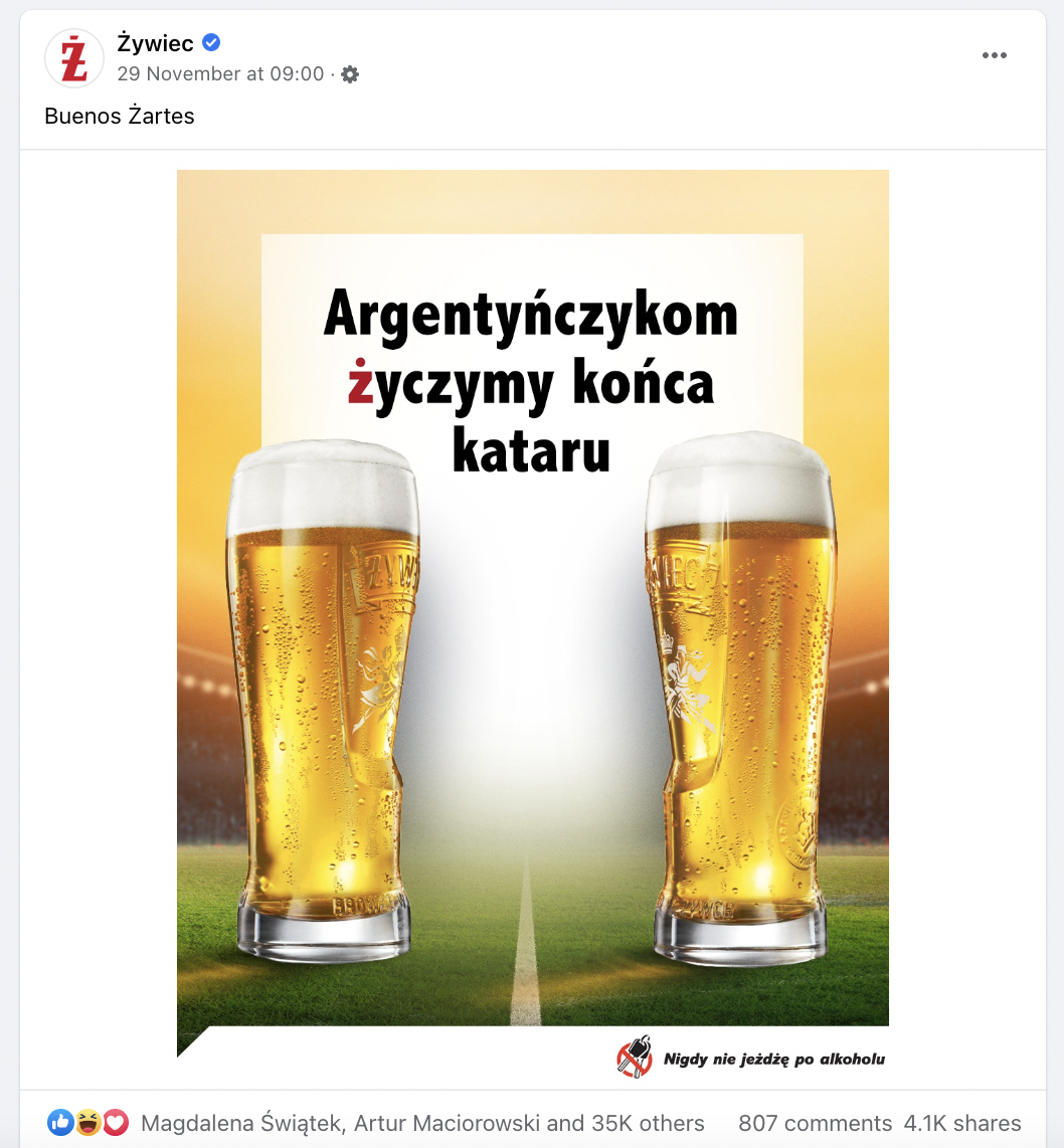 żywiec mecz polska argentyna facebook