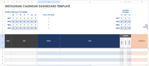 Picture of Instagram content calendar templates