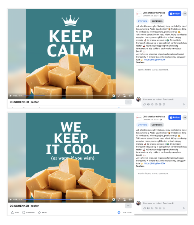 działania DB Schenker na Facebooku 