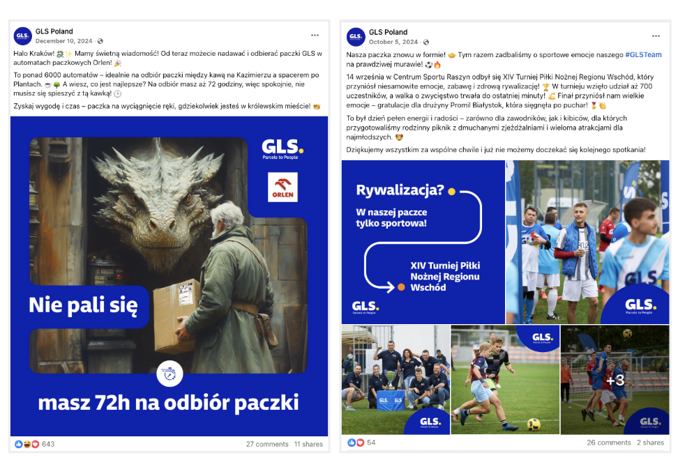 działania marki GLS na Facebooku 
