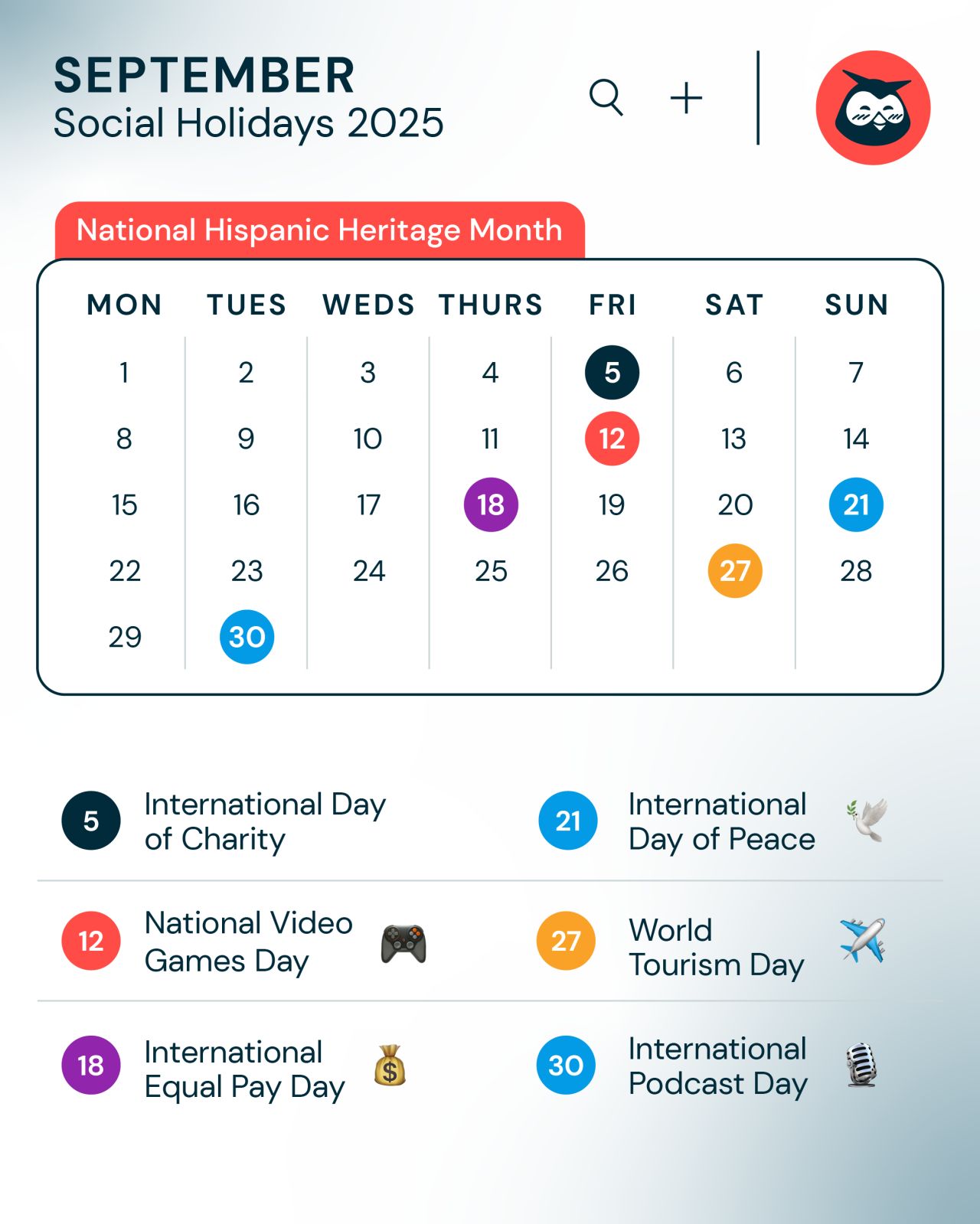 September social holidays 2025