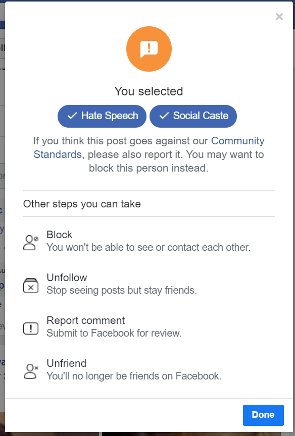 facebook report duplicate page